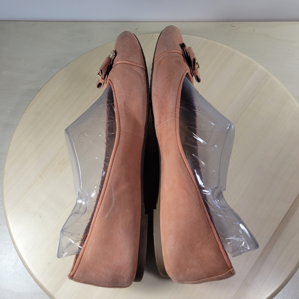 Michael Kors Bow Suede Round Toe Ballet Flats Coral Peachy Women's Size 10 - Picture 6 of 13